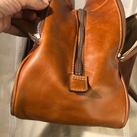 Cole Haan triple compartment cognac leather bag. Canvas inside - Picture 14 of 15